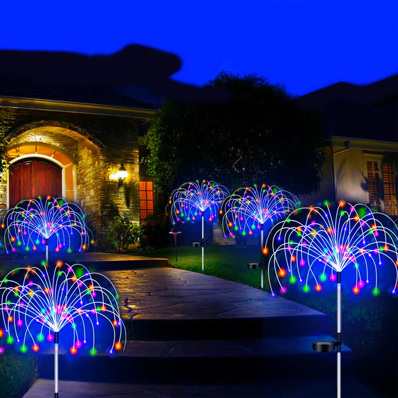 Solar LED Pathway Lights Outdoor Waterproof Garden Decor Firework Fairy Solar Lawn Lamp For Patio Walkway Yard