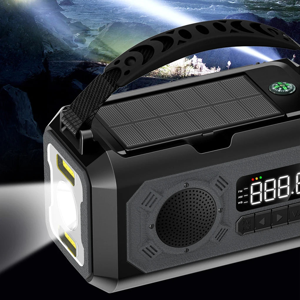12000mAh Weather Radio AM/FM/NOAA Multifunction Radio Hand Crank Solar Portable Emergency Radio Reading Lamp for Outdoor Camping