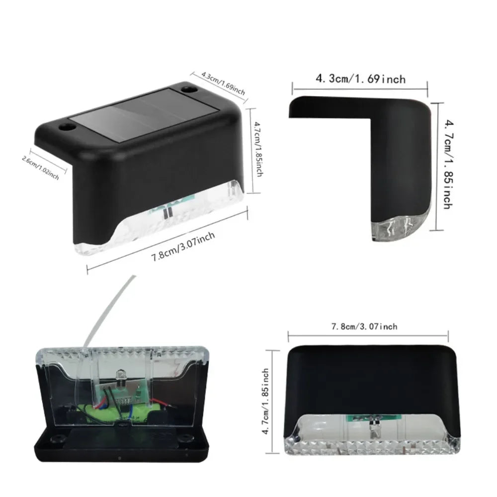 1/4 Pack Solar Deck Lights Outdoor Step Lights Waterproof Led Solar Lamp for Stairs Railing Step Fence Yard Patio and Pathway