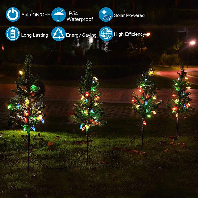 Solar Simulation Christmas Tree Lights Outdoor Party Lawn Garden Terrace Porch Landscape Atmosphere Decorative Lights Waterproof