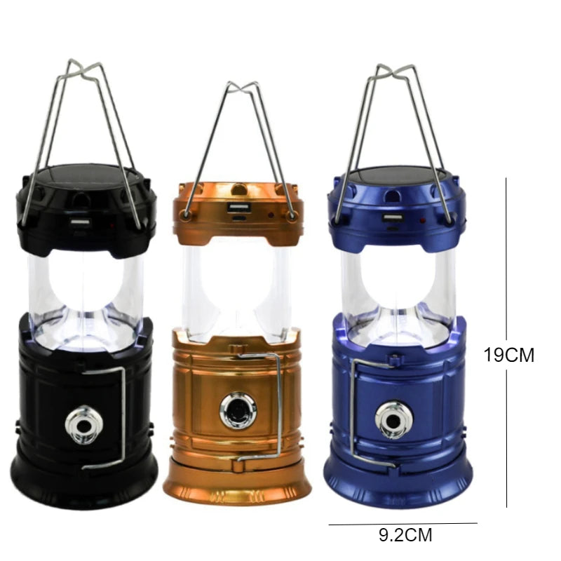 Powerful Solar LED Camping Lantern Outdoor Camp Tent Lamp USB Rechargeable Portable Emergency Lights Stretch Hang Lantern