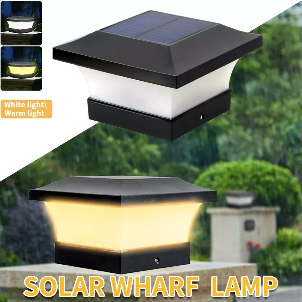 Solar Post Light Outdoor 3000K 6000K LED Fence Deck Cap Lamp for Landscape Garden IP65 Waterproof Gate Cottage Solar Column Lamp