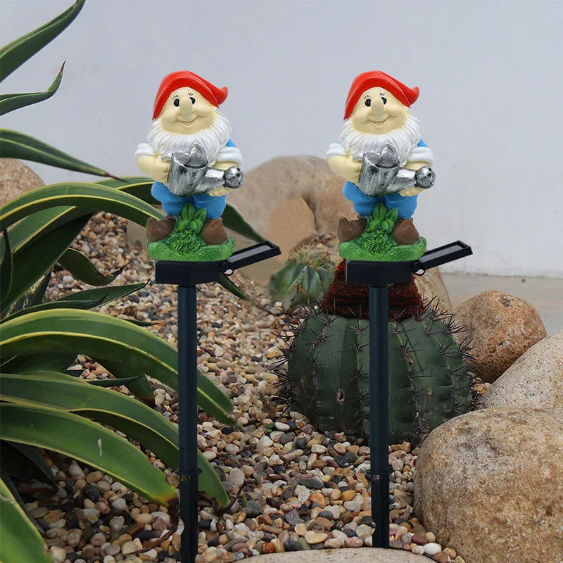 Solar Lamp Watering Dwarf Lamp Resin Crafts Santa Claus Lamp Led Outdoor Lighting Decorative Landscape Lamp Solar Garden Lamp Lawn Lamp for Courtyard Garden Path Lawn Holiday Decoration Christmas