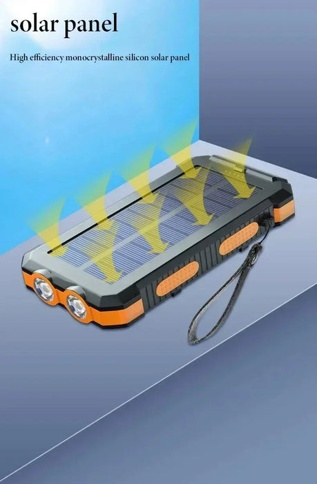 200000mAh Solar Power Bank Portable Charger with Compass LED Light Carabiner Outdoor Camping External Battery Pack For xiaomi