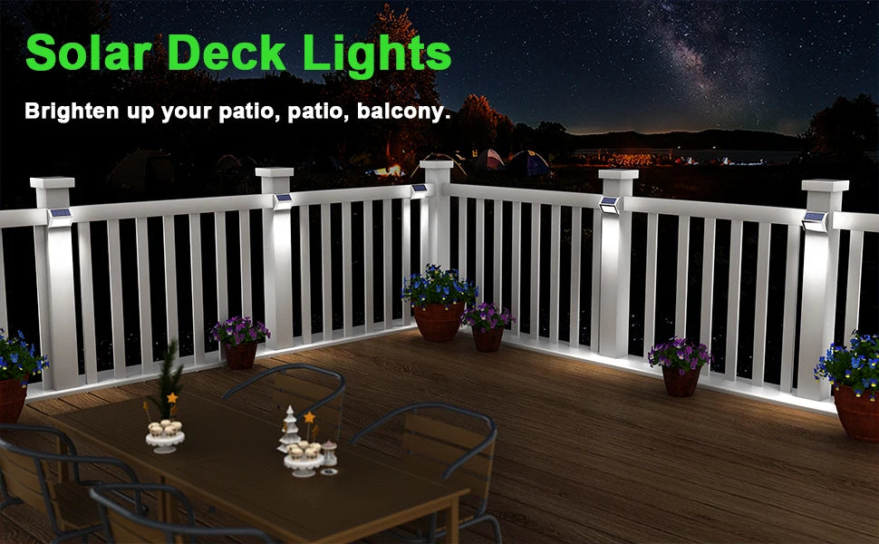 Solar Powered Deck Lights Waterproof Light Stainless Steel Security Wall Lamps for Step Walkway Patio Garden Pathway