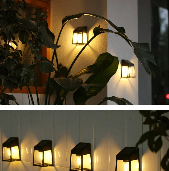 Solar Wall Light Outdoor Waterproof Sunlight Pathway Fence Lamp Yard Luminous Wall Washer Garden Decoration Tungsten Light Bulb
