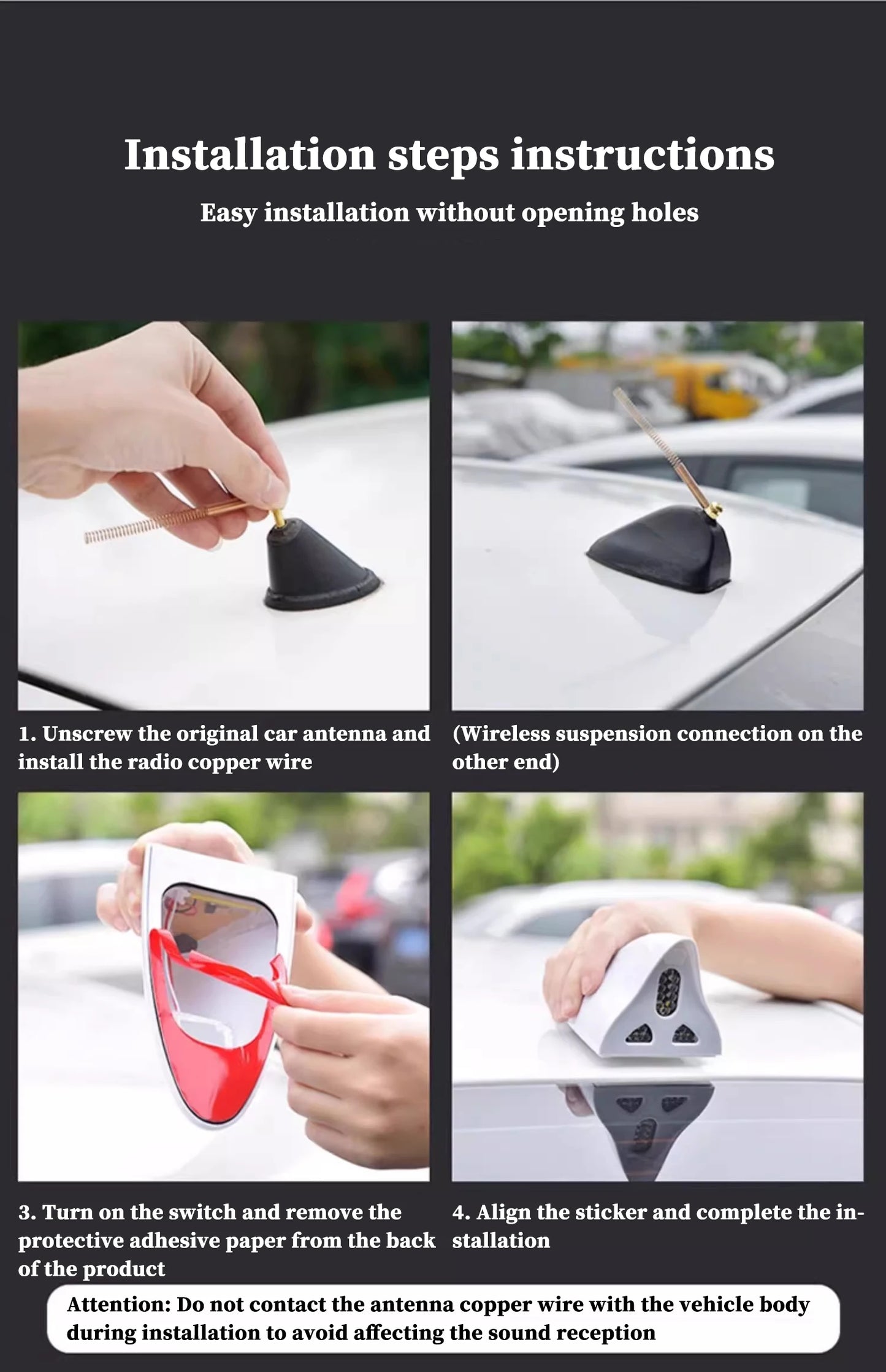 Solar anti rear end collision flashing light LED warning light Car shark fin antenna modified General Motors decorative light