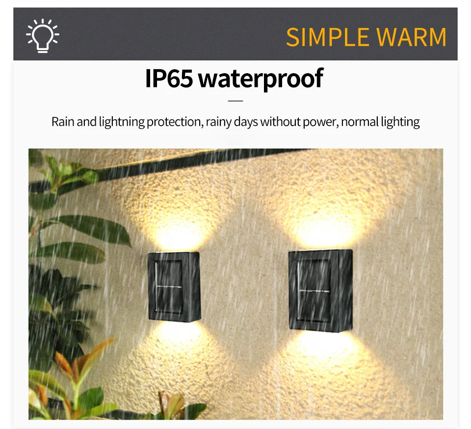 Solar Outdoor Street Light Wall Light Up Down Spotlight Solar Powered Waterproof Solar Light Garden Patio Decoration