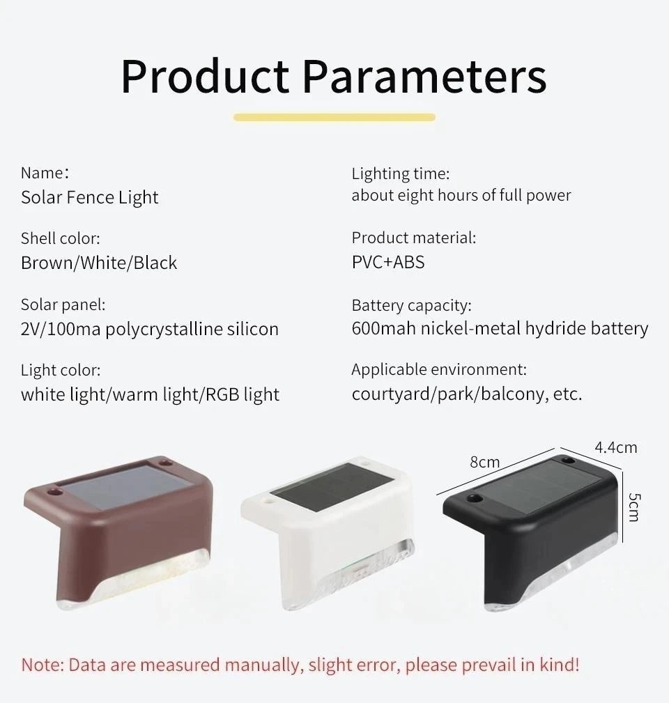 Solar Deck Lights 1-6 PacK Outdoor Step Lights Waterproof Led Solar Lamp For Stairs Railing Step Fence Yard Patio and Pathway
