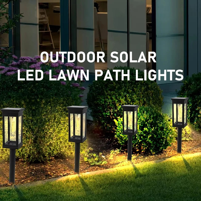 Solar Pathway Lawn Lights Outdoor Walkway Garden Tungsten lamp Waterproof Landscape Light Auto On/Off Lights for Yard Lawn Patio