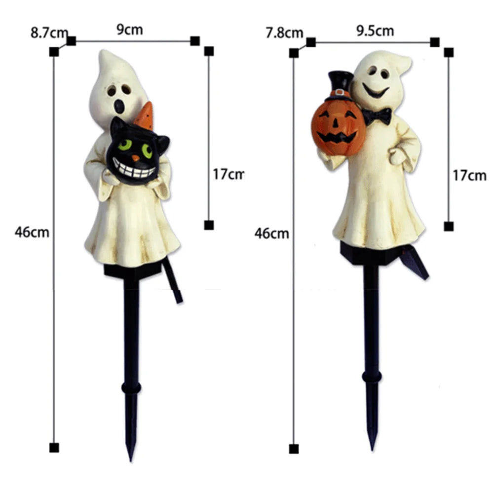 Halloween Solar Ghosts Pathway LED Light Anto On & Off Ghosts Lamp White Ghost Figurine Decoration for Haunted House Decor 2024