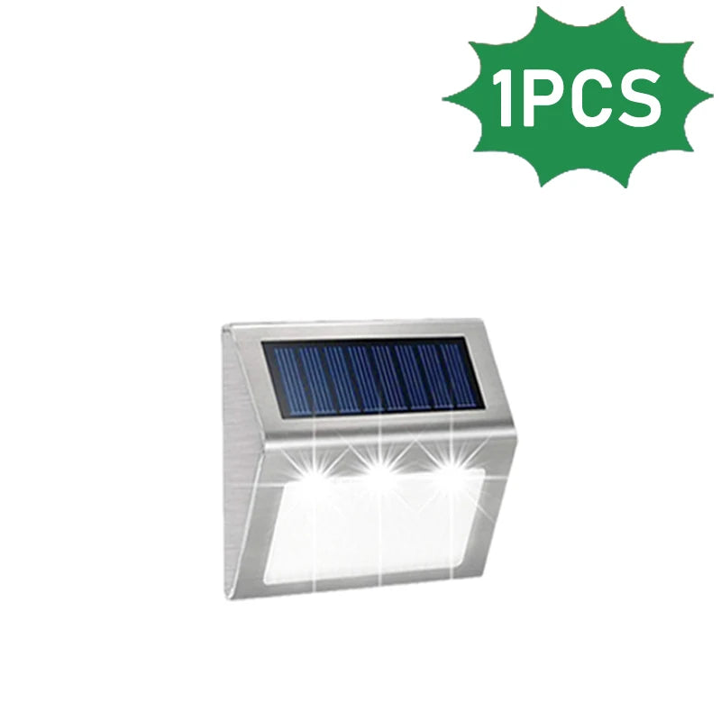 Solar Powered Deck Lights Waterproof Light Stainless Steel Security Wall Lamps for Step Walkway Patio Garden Pathway