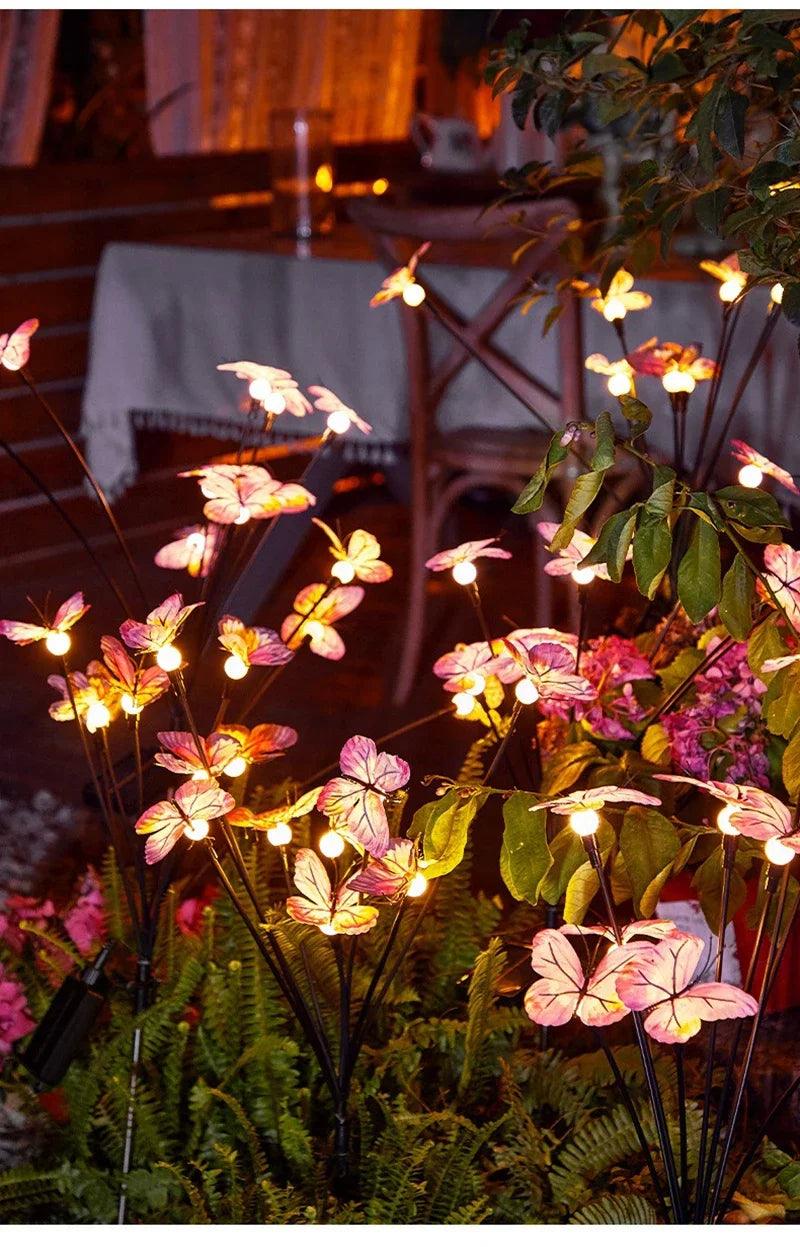 Solar Butterfly LED Fairy Lights Outdoor Waterproof Firefly String Lights For Garden Lawn Yard Decor Wedding Party Warm White