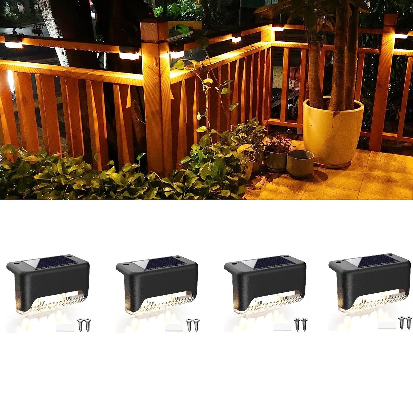 Solar Deck Lights 1-12 Pack Outdoor Step Lights Waterproof Led Solar Lights for Railing Stairs Step Fence Yard Patio and Pathway