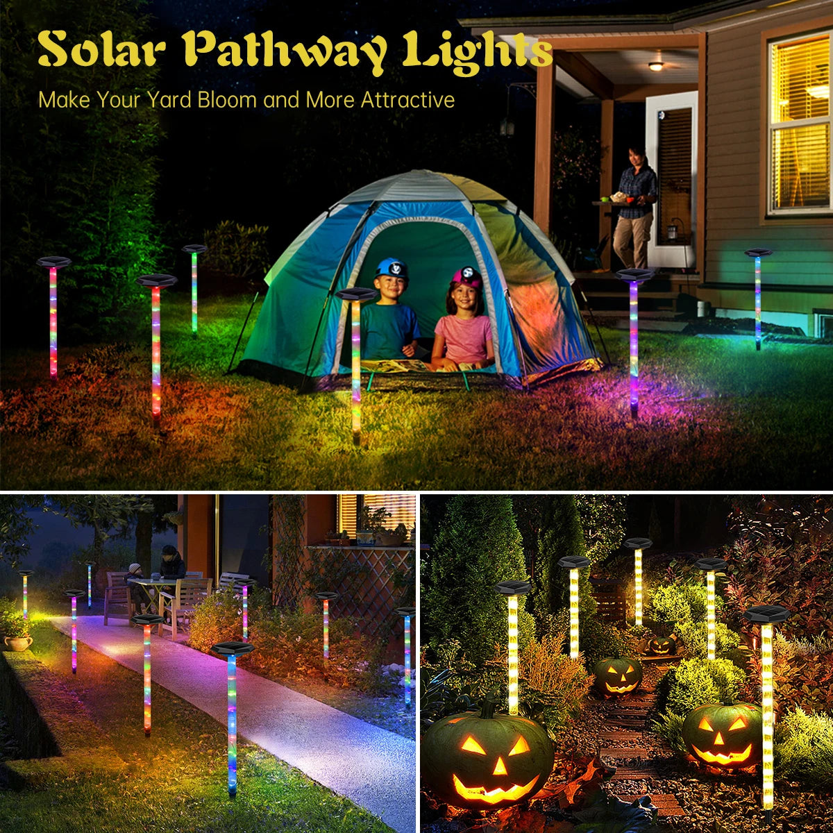 Solar Pathway Lights Bright Solar Ground Light Outdoor Waterproof IP65 LED Solar Garden Lights Landscape Lighting for Yard Lawn