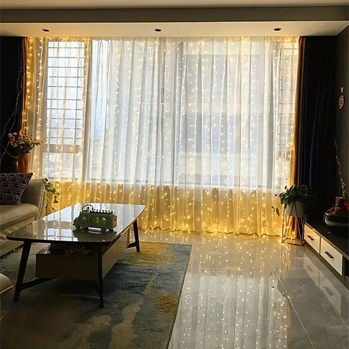 6M/3M LED Curtain Fairy Lights,8 Lighting Modes,Outdoor/Indoor Decoration for Christmas Wedding Party,Garden,Living Room,Bedroom