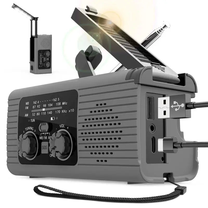 Solar Hand Crank Radio AM/FM/NOAA Hand Crank Radio Battery Powered SOS Alarm Radio 3 Way Charging Survival Radio Power Banks
