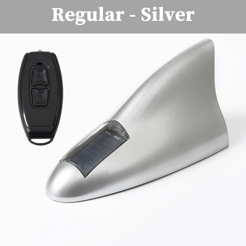 Solar anti rear end collision flashing light LED warning light Car shark fin antenna modified General Motors decorative light