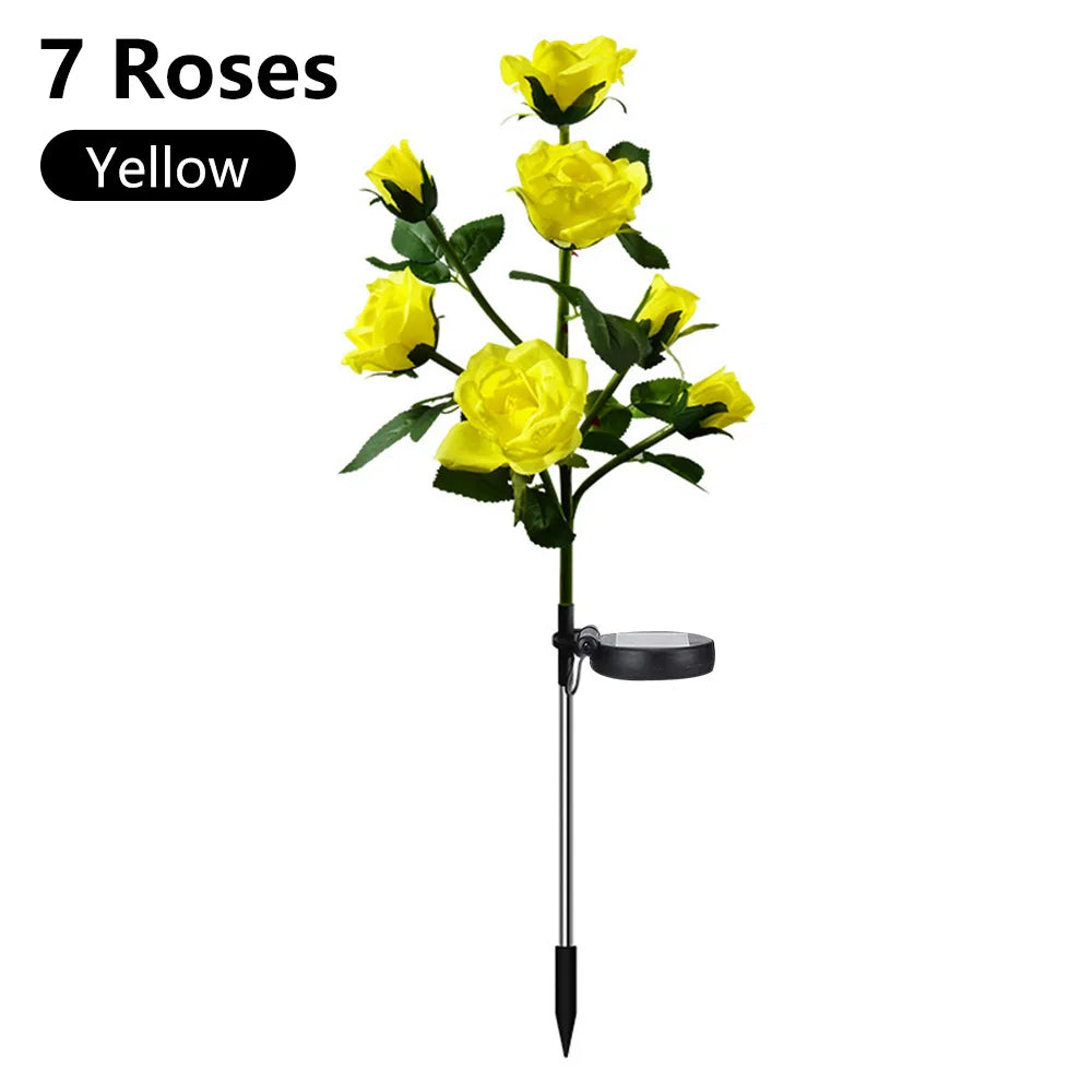 Solar Rose Flower Light Waterproof Garden Landscape Lamp Lawn Yard Pathway Light Simulation Flower Light Decorative Garden Light