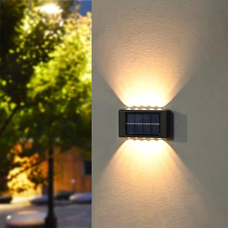 1~4Pack Solar Wall Lights Outdoor 16LED Waterproof Lamp Up And Down Convex Lens Lighting For Garden Landscape Balcony Decoration