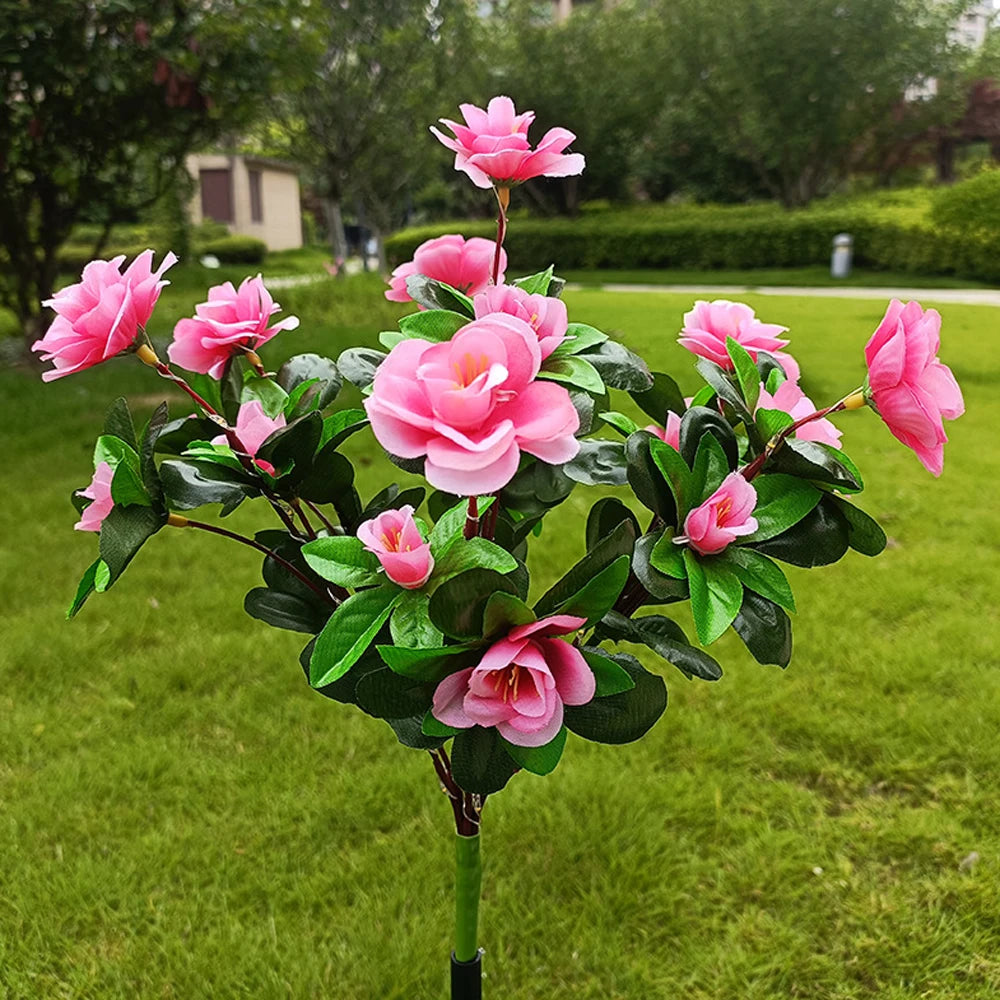 Solar Light LED Azalea Solar Flowers Lamp Outdoor Decorative for Garden Yard Lawn Path Lighting Holiday Wedding Decor