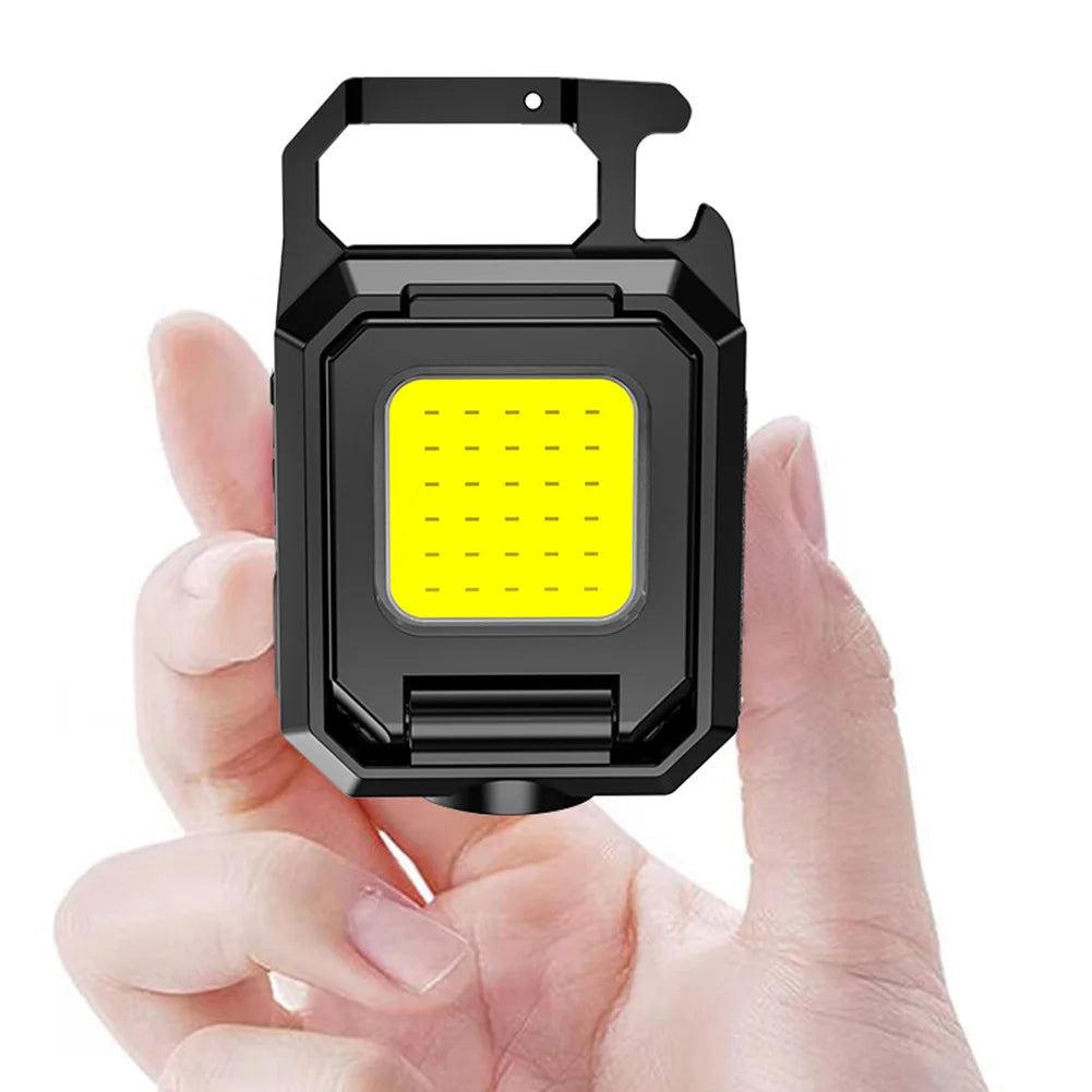 XPE Pocket Work Light 1000LM COB LED Mini Keychain Light USB Rechargeable Flashlight IPX4 Waterproof for Outdoor Camping Hiking