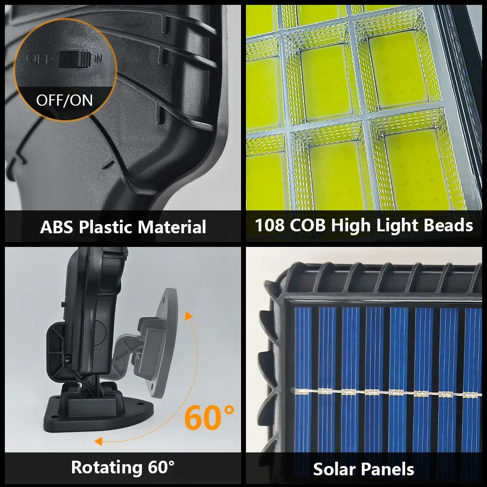 400000Lm Super Bright Outdoor Solar street Light Wall Lamp Motion Sensor Remote Control Garden Decor Light Night Light gifts