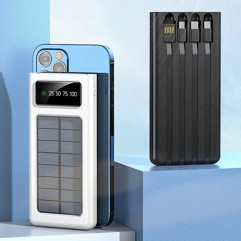 200000mAh 120W Solar Power Bank With Led Lamp Super Fast Charging Ultra High Capacity 4 Wire Digital Display External Battery
