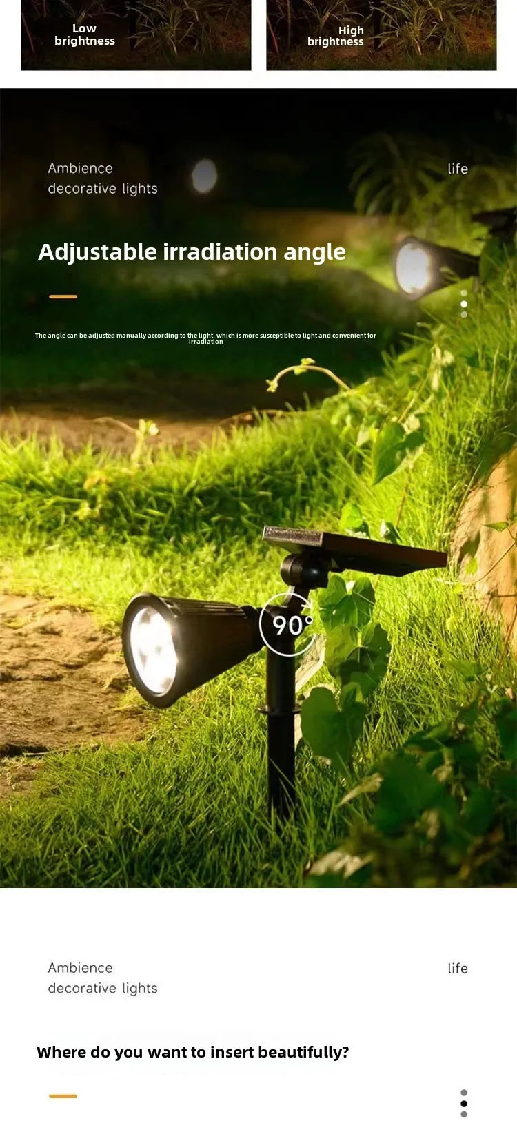 1/2 Packs Solar Lights Solar Spotlight Waterproof Solar Wall Light Solar Garden Light Solar Lamp Outdoor Spotlight