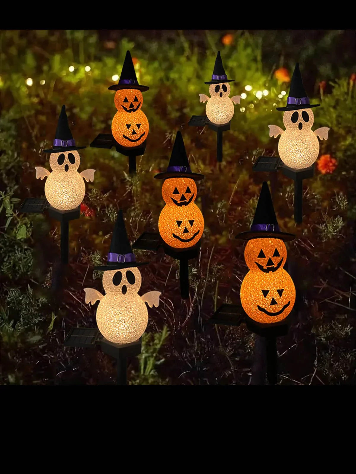 1/2PC 3D Halloween Pumpkin And Ghost Solar Lights Easy Installation Portable Solar Powered Waterproof Landscape Lamp Garden lamp