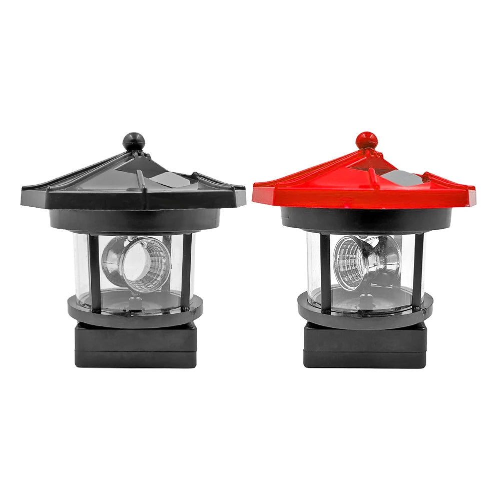 Lighthouse Shape Solar LED Light Garden Fence Yard Outdoor Decor Beacon Lamp Smart Sensor Beacon Rotating Beam Lamp Garden Decor