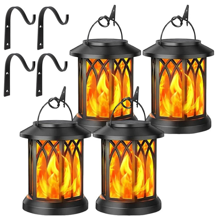 Dancing Flame Solar Lantern Outdoor Solar Flame Lamp Clip Lantern Landscape Pendant Lamp High-power Street Lamp Courtyard Lights