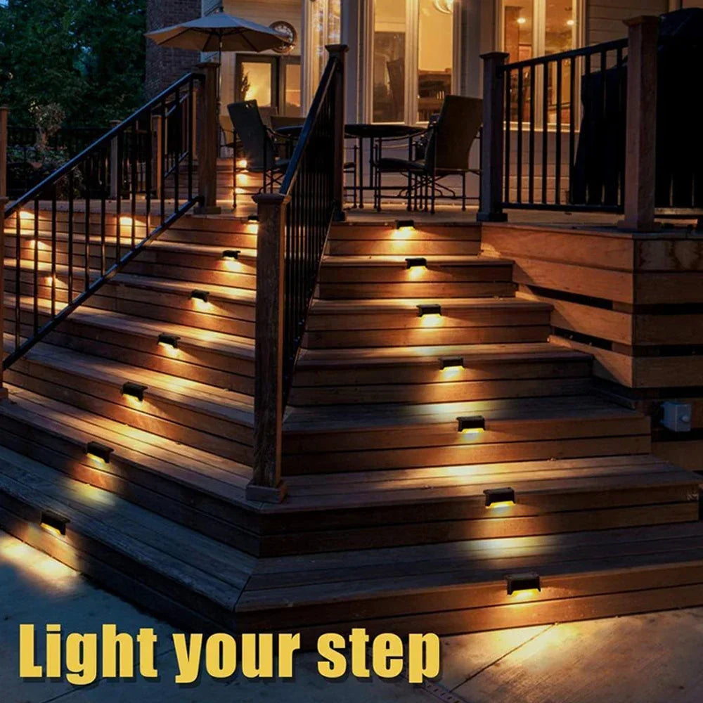 1~24PCs Solar Deck Lights Outdoor Waterproof LED Garden Step Light Stair Decorative Fence Lighting Patio Stairs Railing Pathway