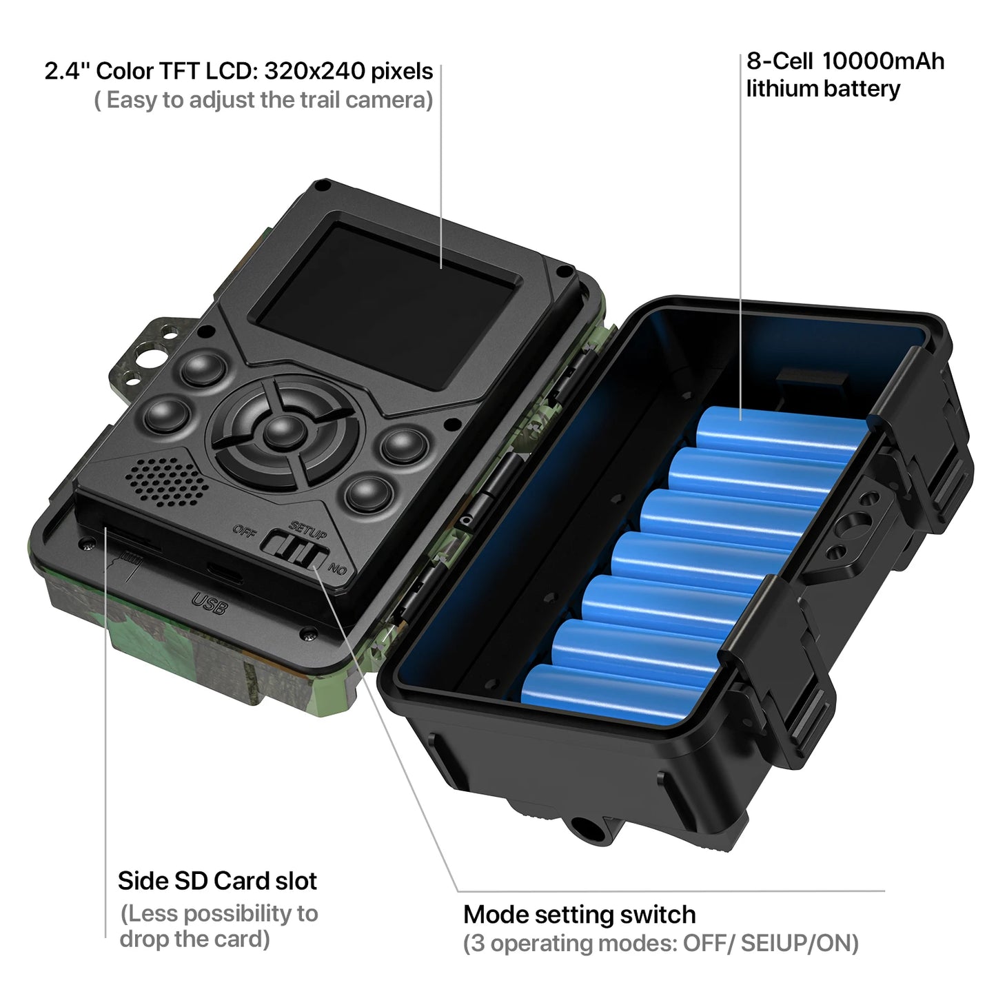Solar Camera Outdoor Wireless Trail Camera 32MP Infrared Night Vision WiFi Enabled IP66 Waterproof Wildlife Hunting Camera