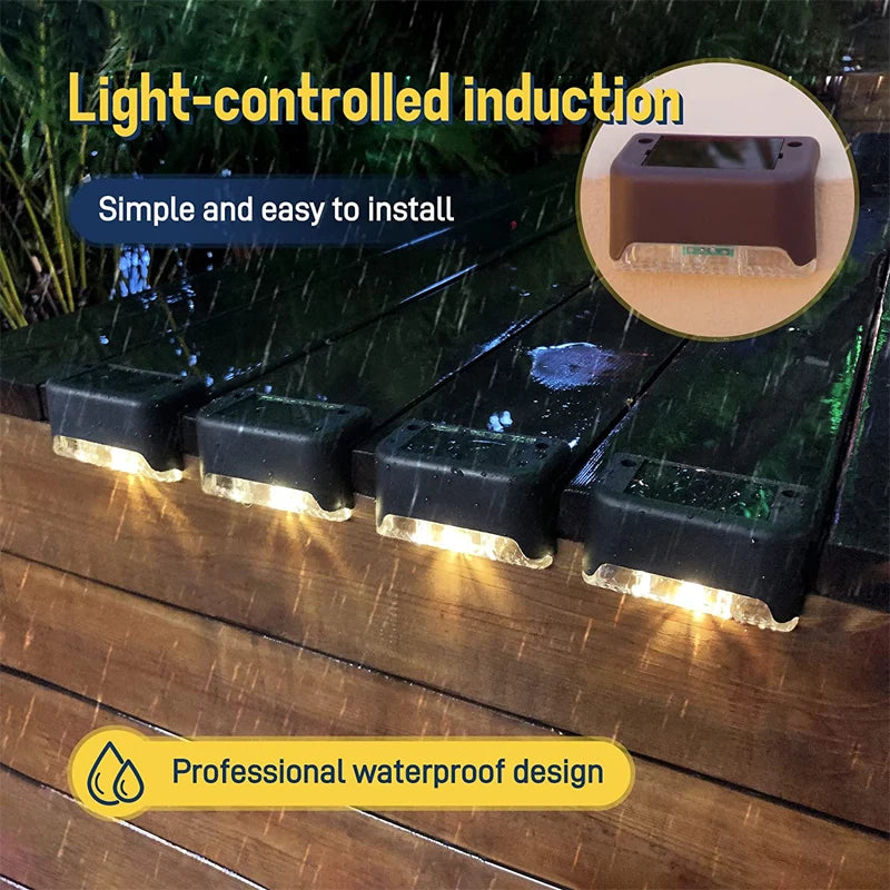 LED Solar Step Lamp Outdoor Path Stair Light Garden LED Lights Waterproof Balcony Light solar lights for garden Step Patio Fence