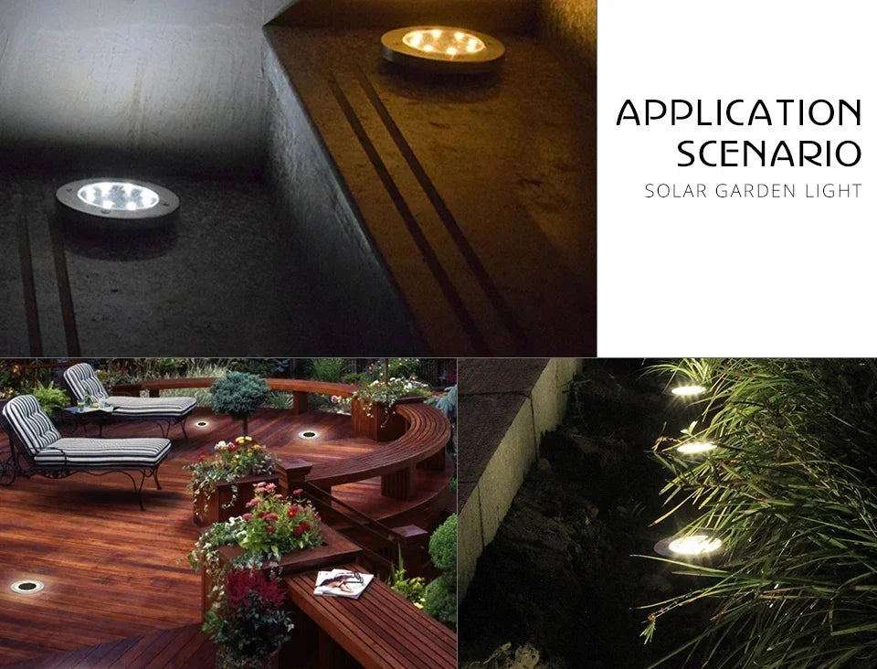 1/2pcs/4pcs/8pcs Outdoor Solar Lights Buried Garden Decor 8/20LED Lamp Sunlight Power Disk Light Underground Yard Lawn Spotlight