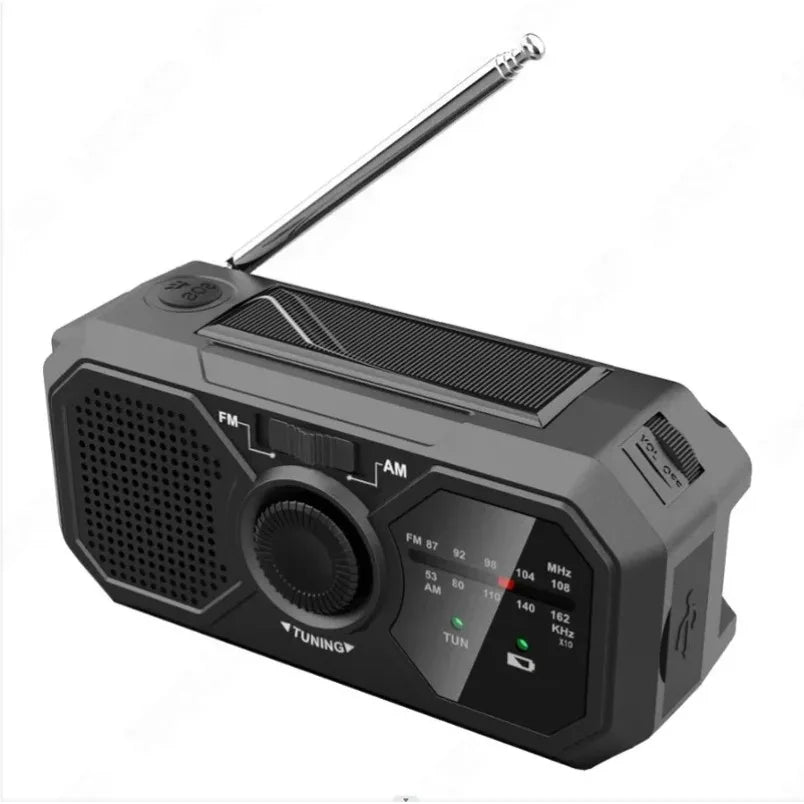 Portable Radio with Flashlights Durable Solar Powered Hand-Cranked Radio Wind Up Solar Radio for Outdoor Camping Survival
