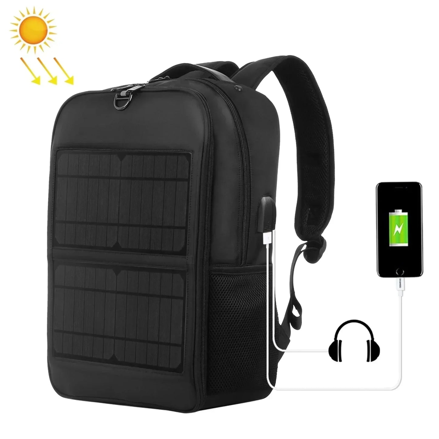 12/20W Solar Backpack Panel Powered Laptop Bag Waterproof Large Capacity External USB Charging Port New Men's Bag
