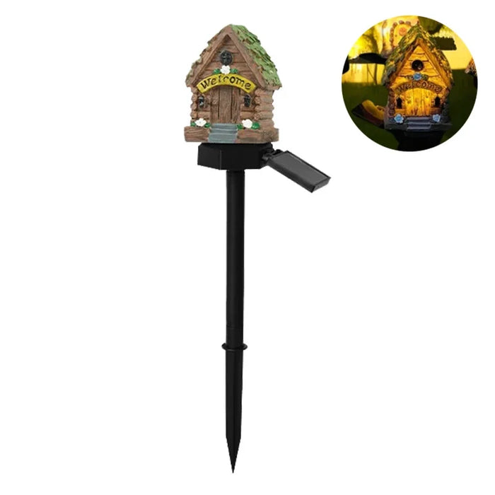 Solar Lawn Light Resin Craft Miniature Fairy Mushroom House Solar Powered Garden Yard Outdoor Decor Lamps Christmas Lamp