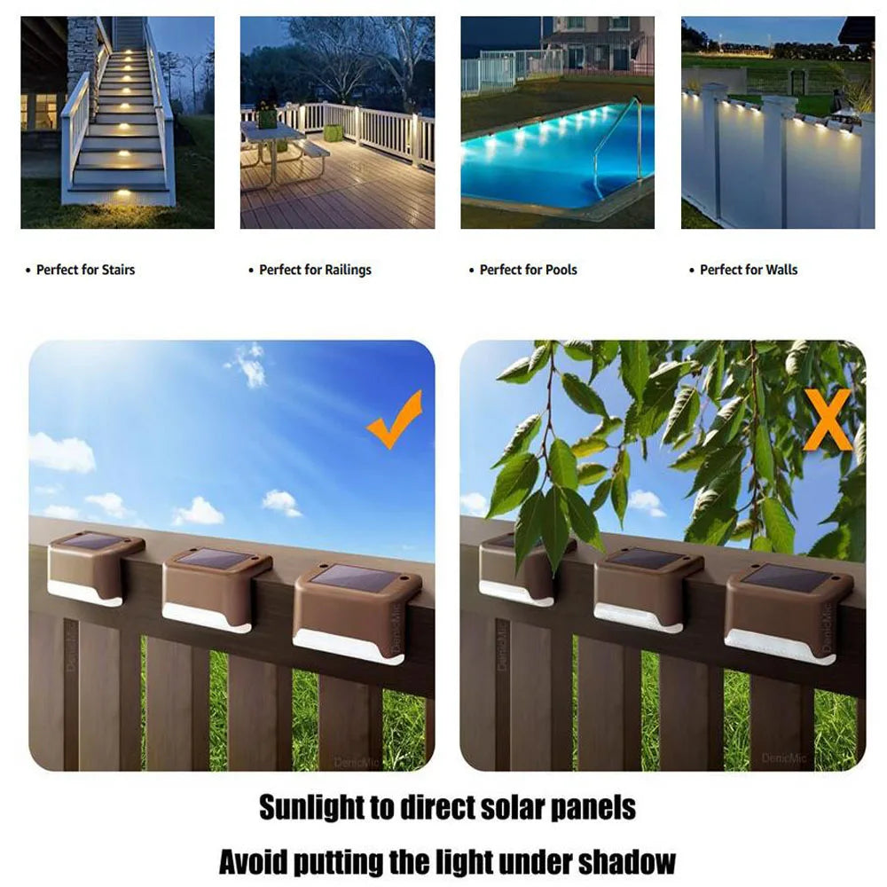 LED Solar Step Lamp Outdoor Path Stair Light Garden LED Lights Waterproof Balcony Light solar lights for garden Step Patio Fence