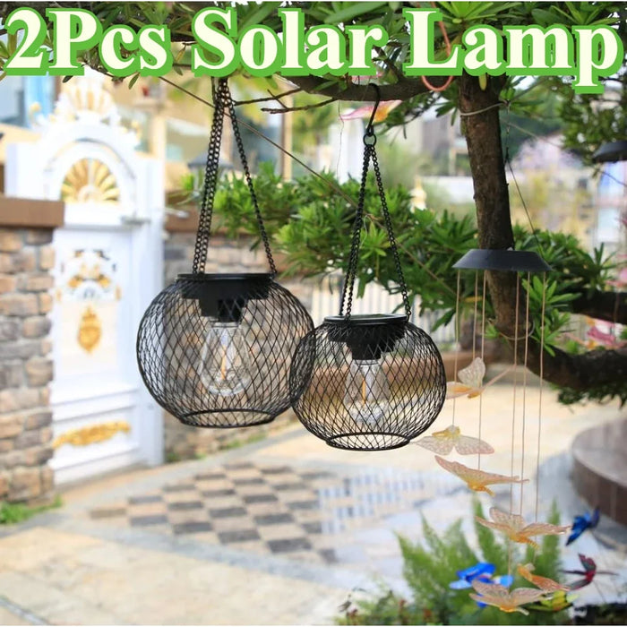 2 Pack Solar Powered Lanterns Automatic Lighting At Night with Hang Hook Design Waterproof Durable Decorative Lamp for Outdoor