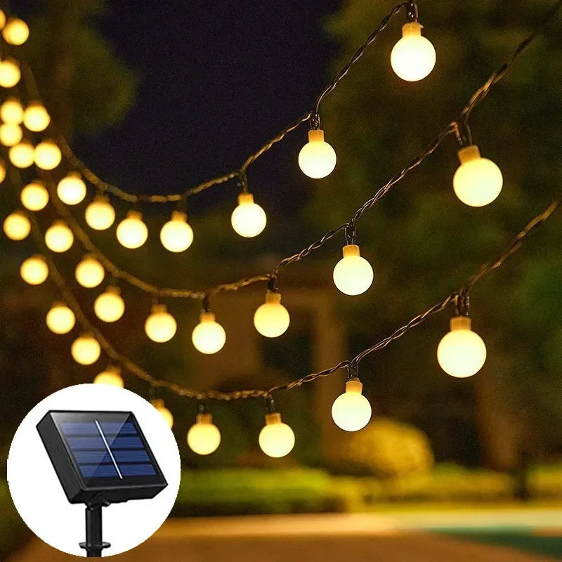 Solar Ball String Lights 8 Modes Lighting for Outdoor Garden House Fence Balcony Tree Party Street Wedding Party Decoration