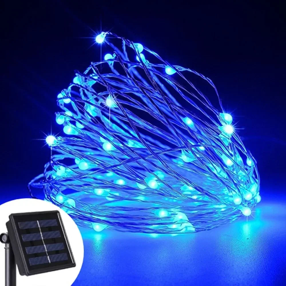 100 LED Solar Fairy Waterproof Copper Wire String Lights Christmas Party Garland Solar Power Lamp for Outdoor Garden Wedding