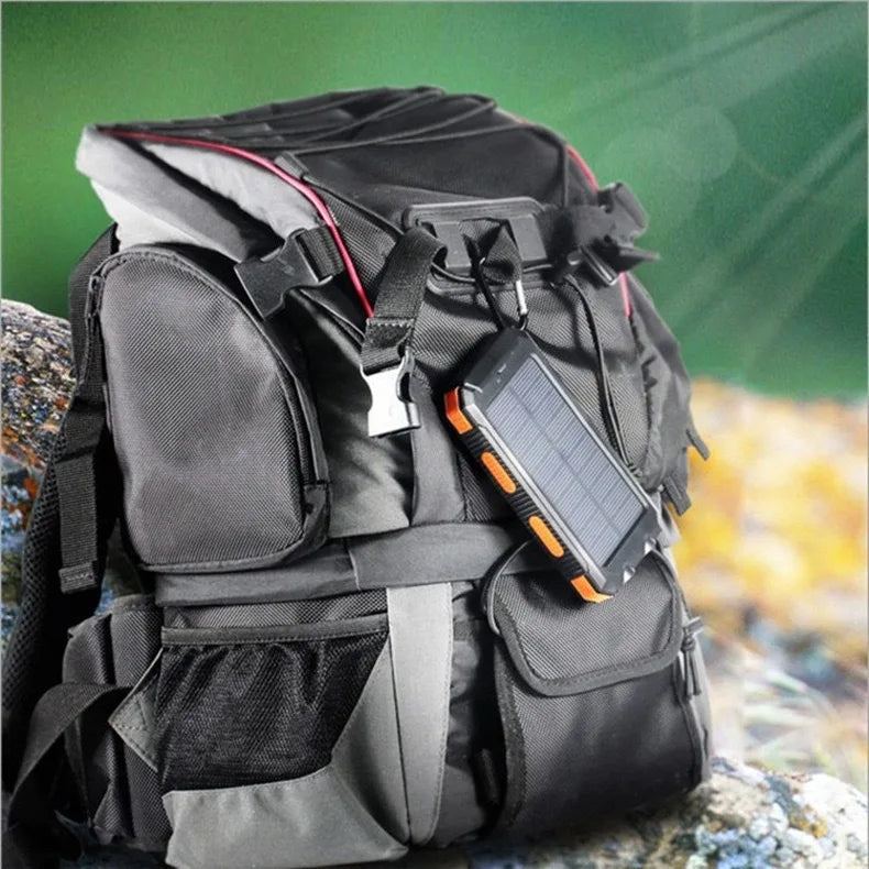 200000mAh Large Capacity Solar Power Bank New Portable With Lanyard Compass External Battery Outdoor Camping Charging Powerbank