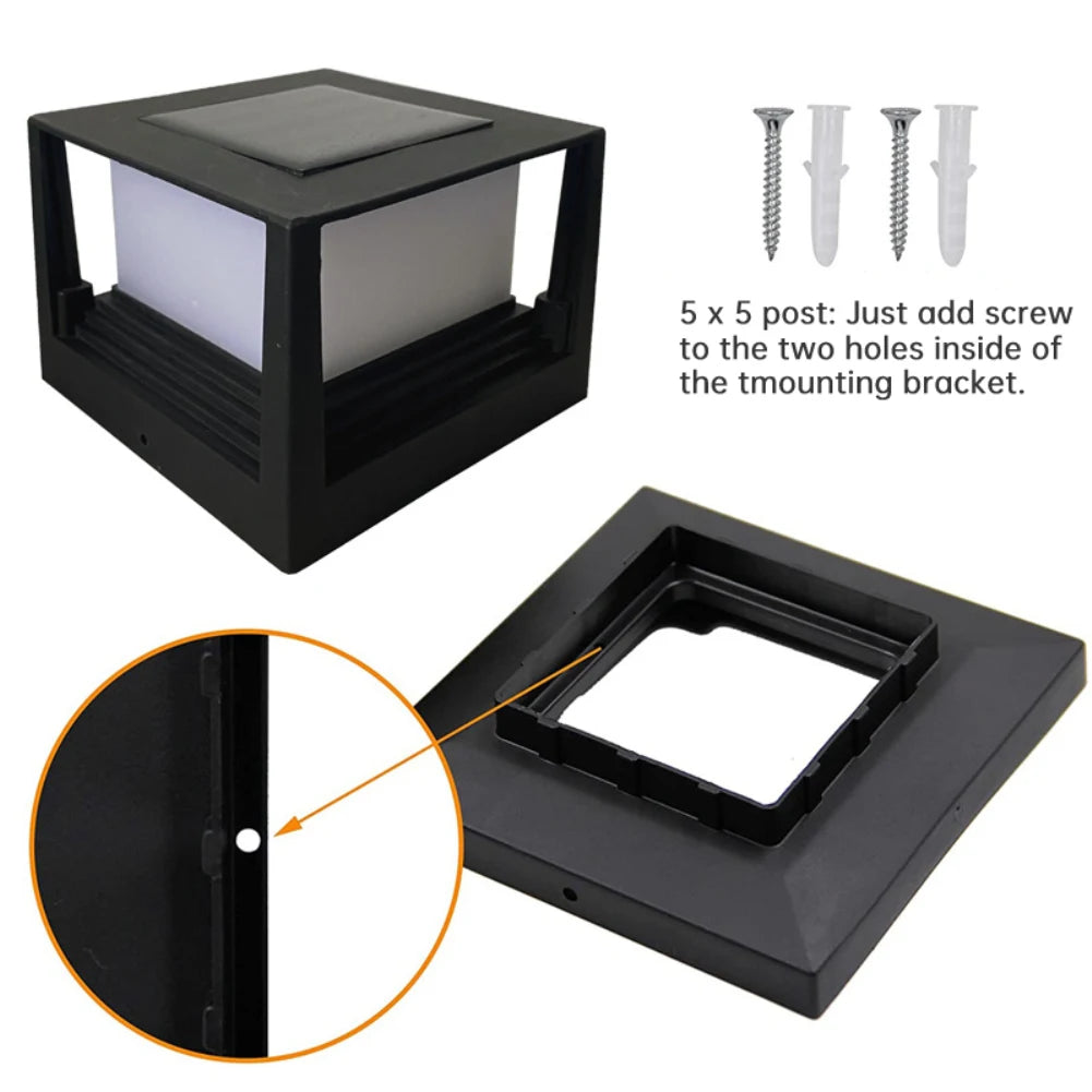 Waterproof Led Light Fence Lamp Solar Panel Pipe Garden Street Solar Powered Landscape Lamp Light Hot Solar Pillar Post Cap New