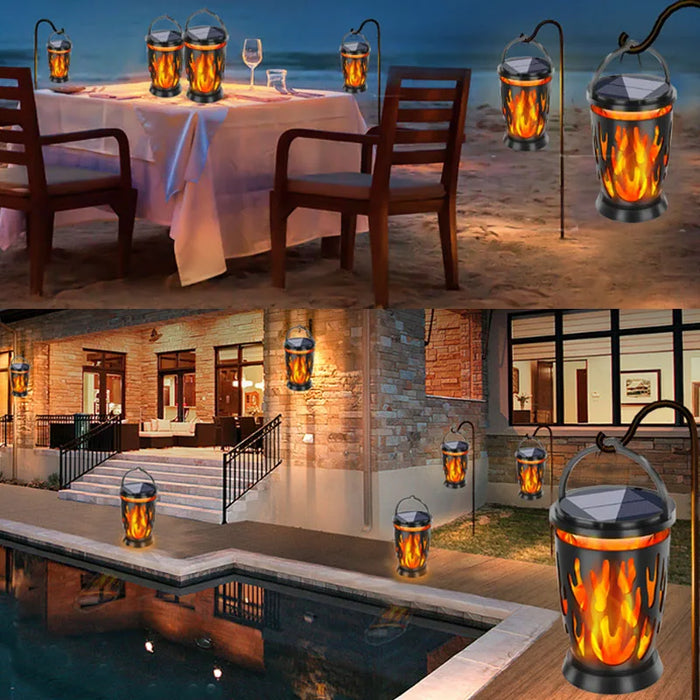 Hanging Solar Lanterns Lights Outdoor Flickering Flames Solar Landscape Light IP65 Waterproof for Courtyard Garden Camping Decor