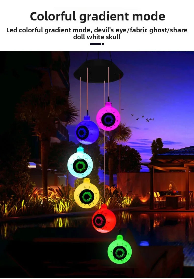 Solar Halloween String Lights Skull Ghost Pumpkin Heads Horror Outdoor Decor for Garden Yard Patio Haunted House Display