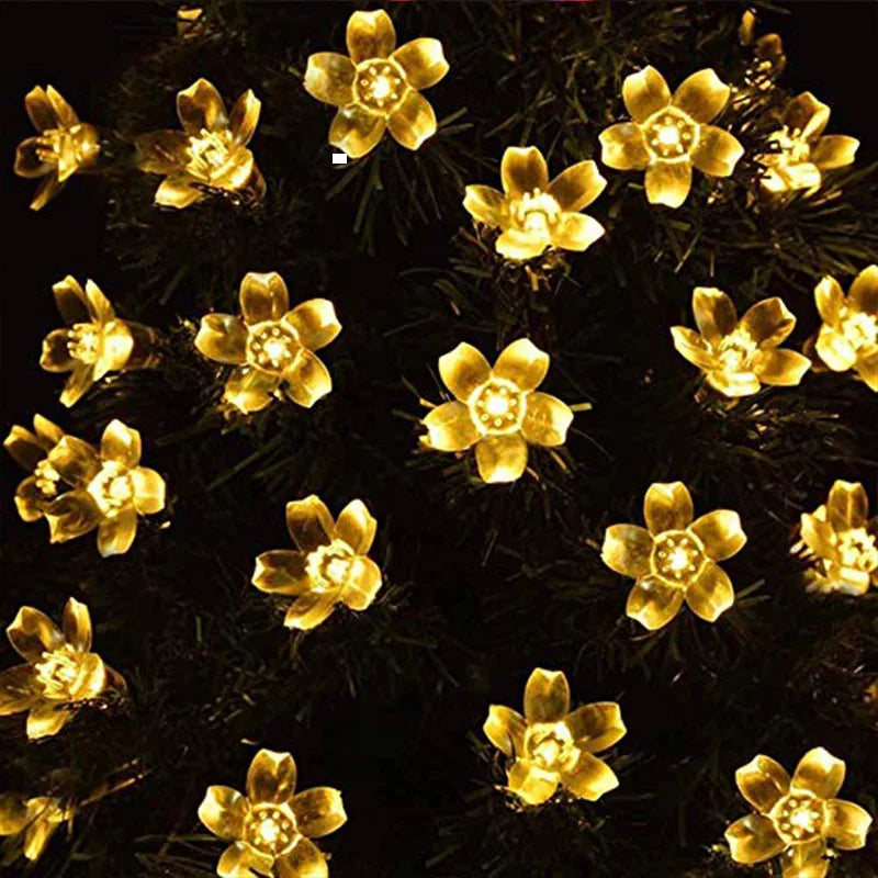 10M/7M Solar String Christmas Lights Outdoor 100/50/20LED 8Mode Waterproof Flower Garden Blossom Lighting Party Home Decoration