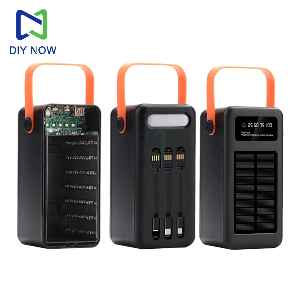 22.5W Fast Charging Mobile Power Supply Kit Solar 28-Cell 18650 Flat-Head Battery Power Bank No Welding, No Battery Included