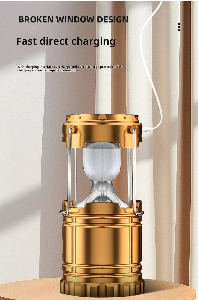 Solar Camping Light Portable Rechargeable Foldable Outdoor Searchlight Multifunctional Camping Lighting